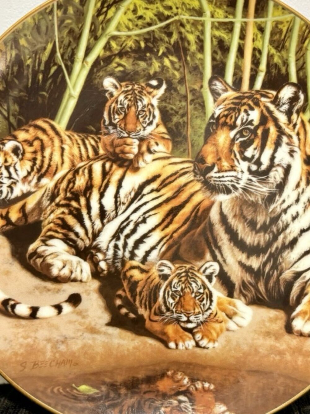Vtg Ceramic Tigers Collector Plate Wildlife Art Greg Beecham Tomorrows Hope